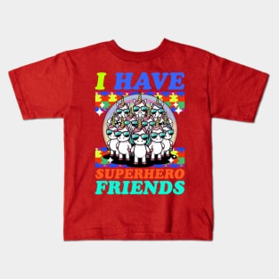 Autism awareness Unicorn - i have superhero friends Kids T-Shirt